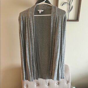 Gray Open Front Cardigan Sweater